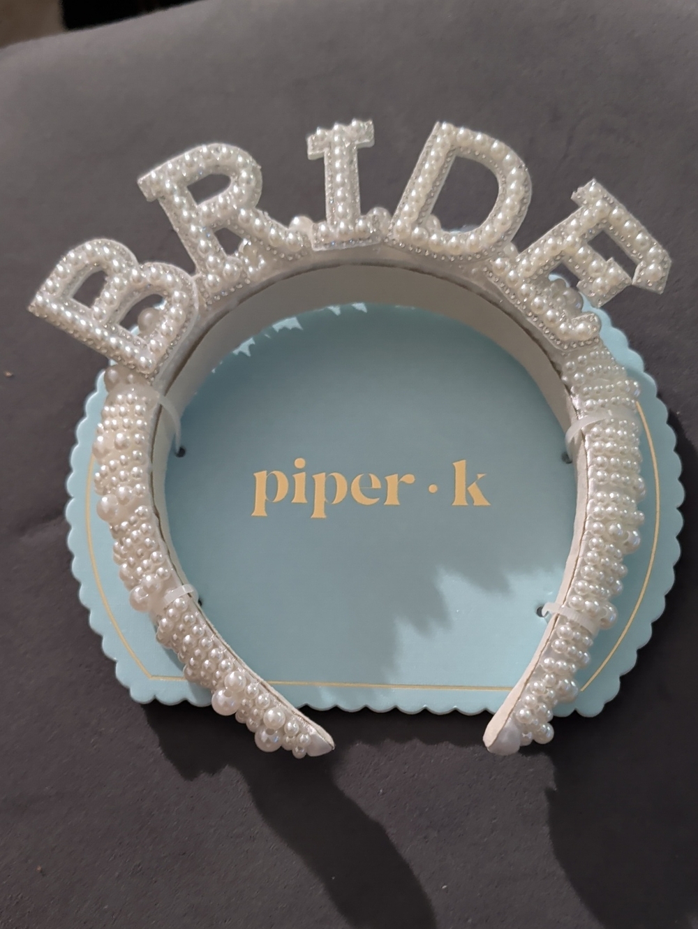 Piper K White Pearl BRIDE Headband